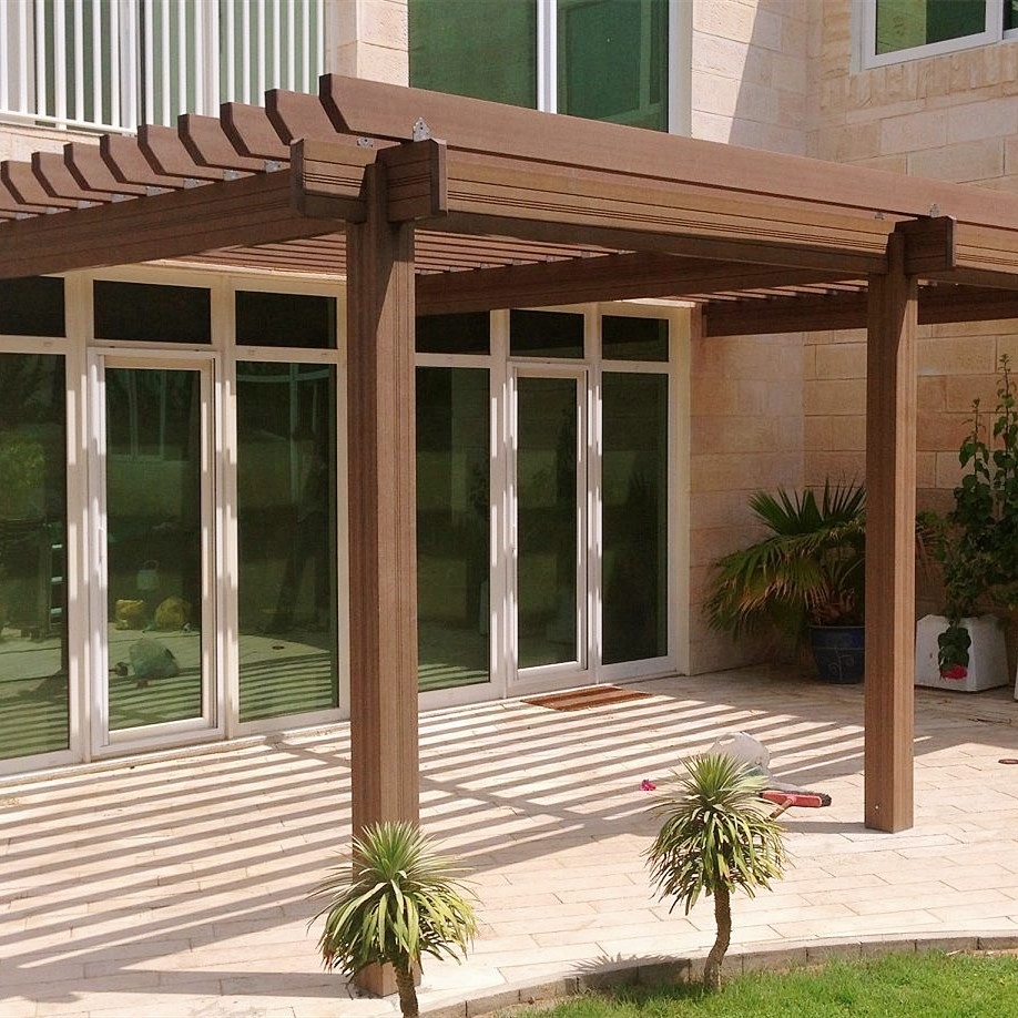 WPC Pergola post 10x10 durable residential outdoor garden wood plastic composite Pergola Waterproof louver design gazebo