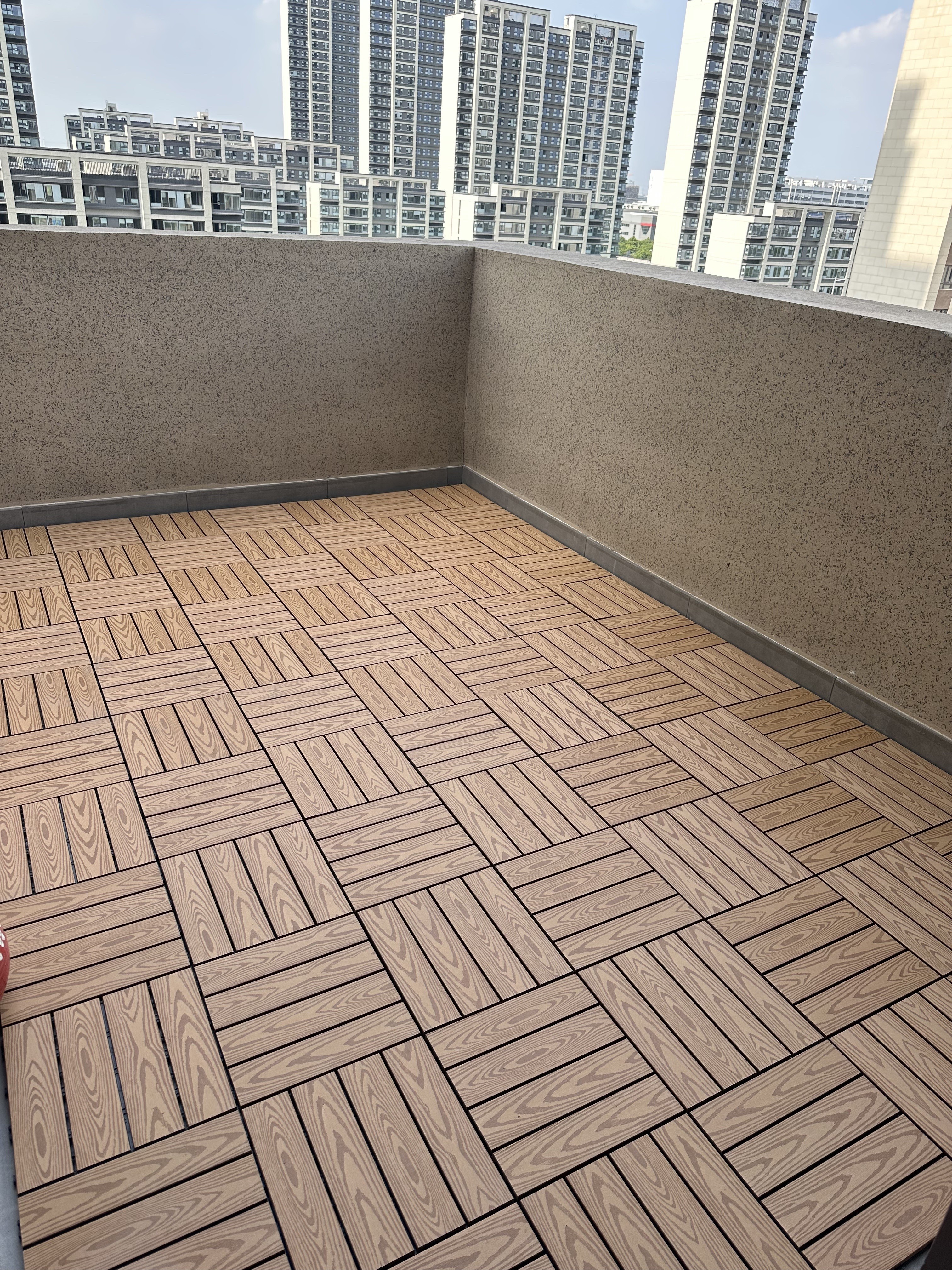 WPC DIY interlocking Decking Tile  outdoor flooring 300x300mm wpc composite nature wood