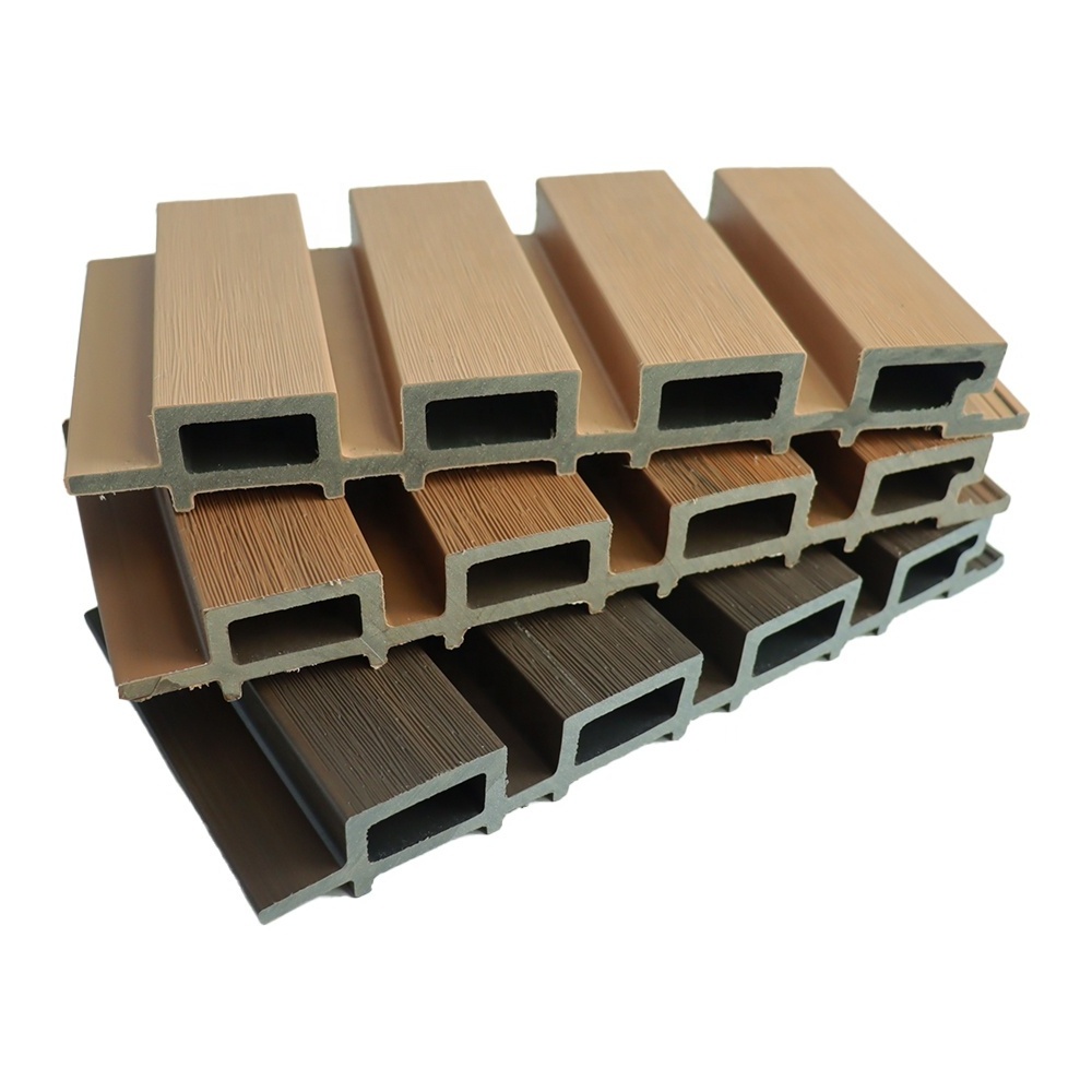 High density co extrusion fluted wall cladding co-extrusion co-extruded wood pvc wood plastic composite exterior wpc panel wall