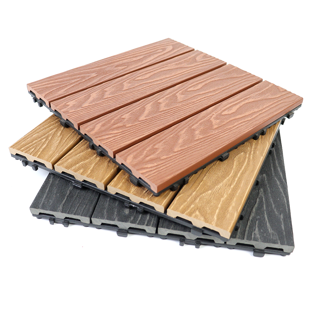 WPC DIY interlocking Decking Tile  outdoor flooring 300x300mm wpc composite nature wood