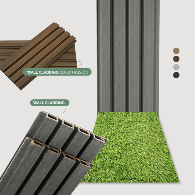 Great wall cladding exterior outdoor wood co extrusion fluted design louver decorative composite board wpc wall facade panel