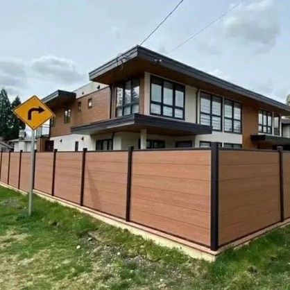 6ft fence wpc wood composite plastic panels uv resistance waterproof fencing with aluminum frame for outdoor yard