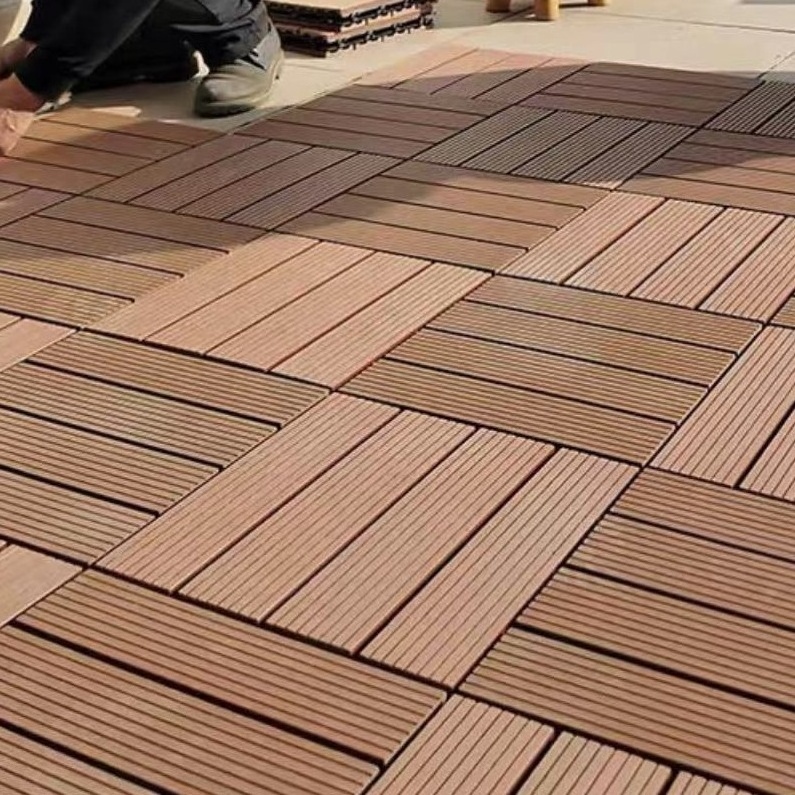 FLT Cheap Price Wpc Deck Diy Tiles Outdoor Wpc Interlocking Decking Tiles Diy Tiles