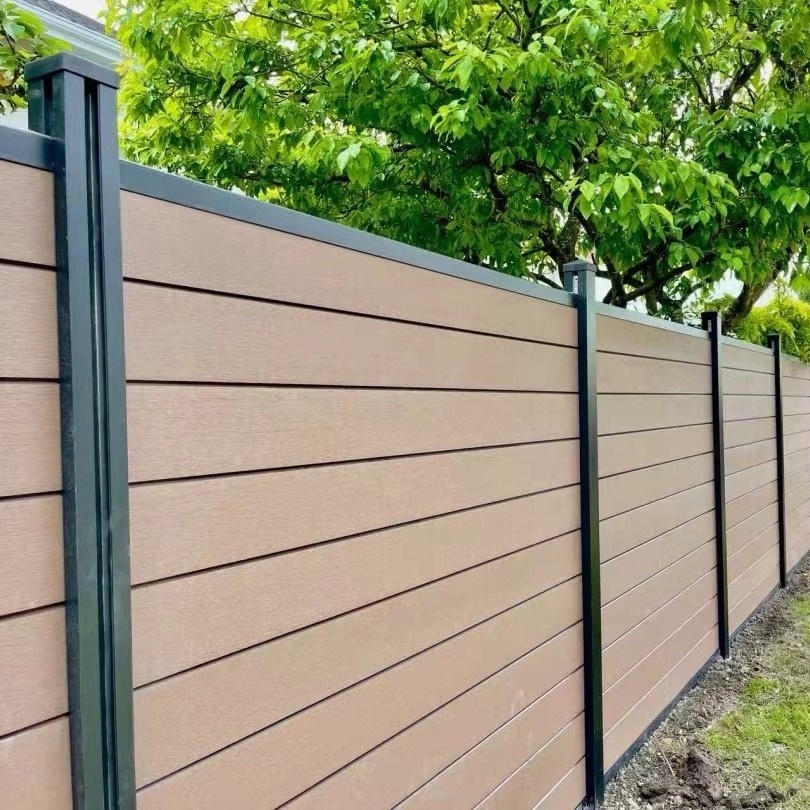 6ft fence wpc wood composite plastic panels uv resistance waterproof fencing with aluminum frame for outdoor yard