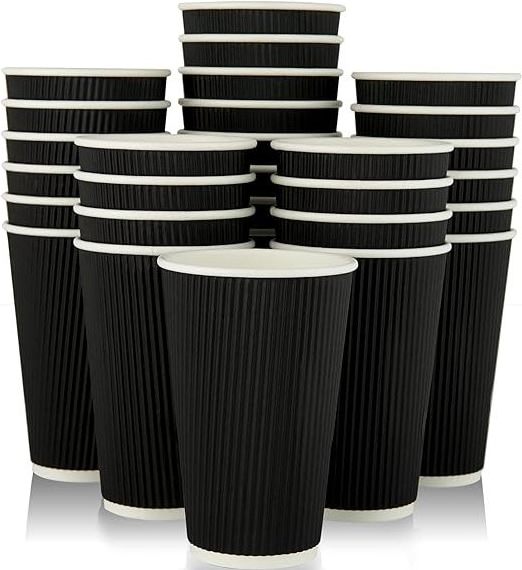 8 Oz 12Oz 16oz black  Disposable takeaway  Paper Coffee Cups double wall paper coffee cups durable ripple paper