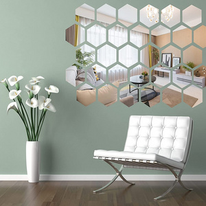 12Pcs/Set Hexagon Mirror Wall Stickers 3D Acrylic Mirrored Decorative Sticker Waterproof Home Decor custom Wall stickers