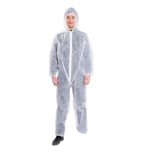 Disposable Non woven Coverall with Zipper Hood Elastic Waist Sleeve and Leg