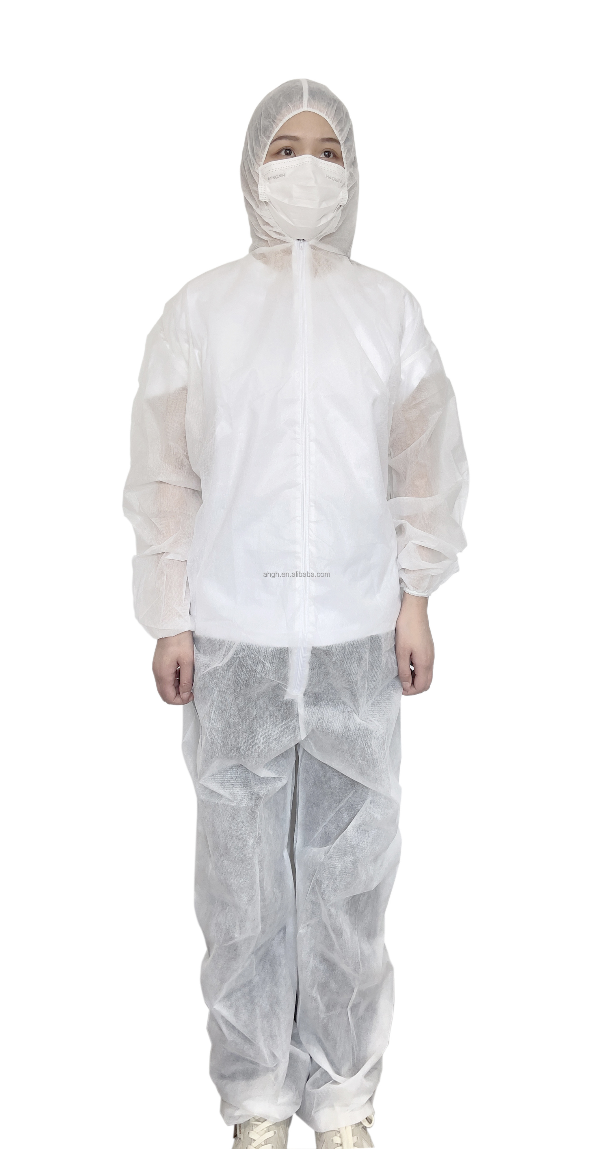 Disposable Non woven Coverall with Zipper Hood Elastic Waist Sleeve and Leg