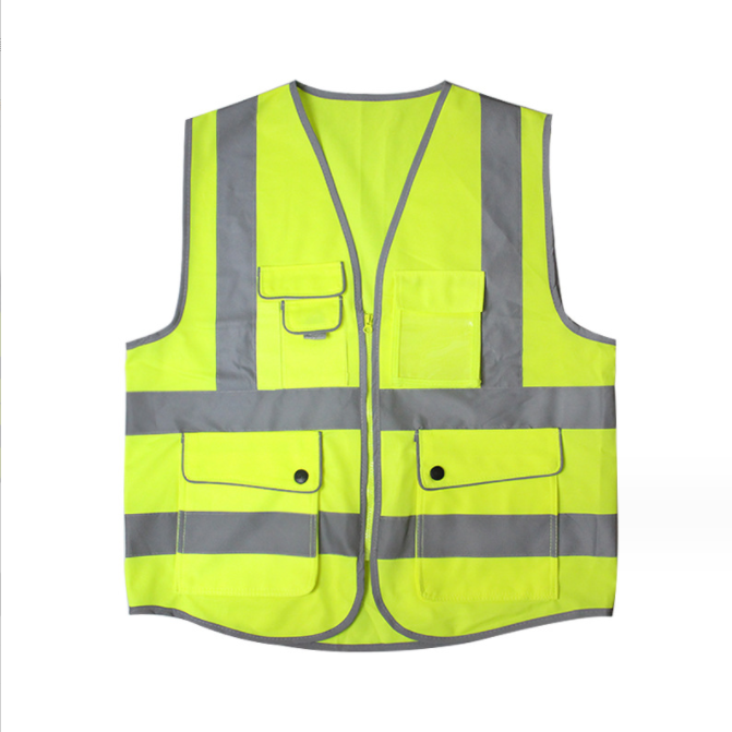 100% Polyester breathable Yellow orange non-sleeve cheap safety jacket running night warning safety vest