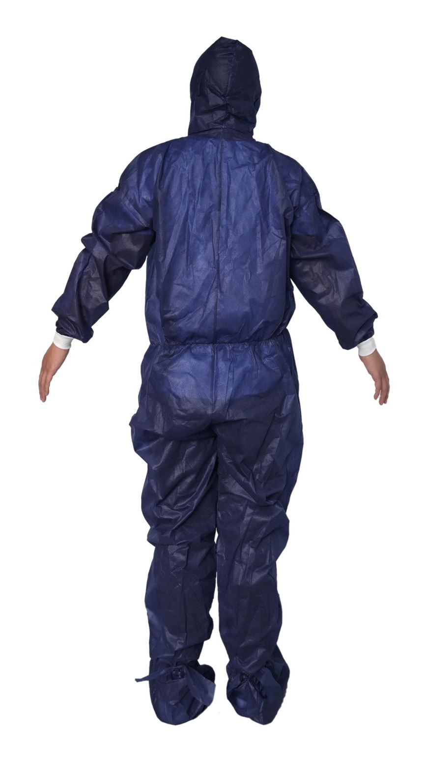 Disposable Safety Clothing PP Coverall With Hood Shoe Cover With Knitted Sleeve Navy Blue Provides Protection Factory Wholesale