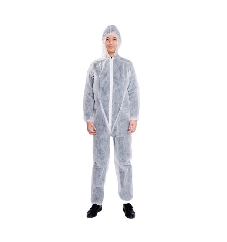 Disposable Non woven Coverall with Zipper Hood Elastic Waist Sleeve and Leg