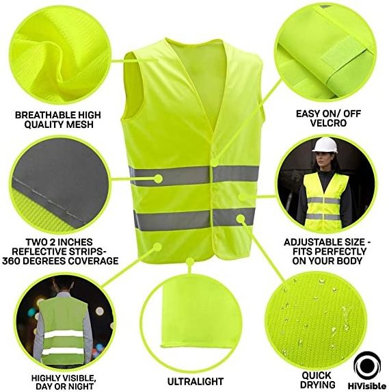 Two horizontal reflective strips Sleeveless style cheap jacket for Men and Women night running safety vest