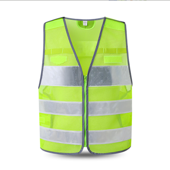 100% Polyester breathable Yellow orange non-sleeve cheap safety jacket running night warning safety vest