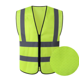 100% Polyester breathable Yellow orange non-sleeve cheap safety jacket running night warning safety vest