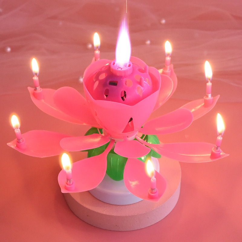 Wholesale Handmade Colorful Musical Birthday Song Candles Red Candle Birthday Cake Flower Music Opening Mother's Day Happy