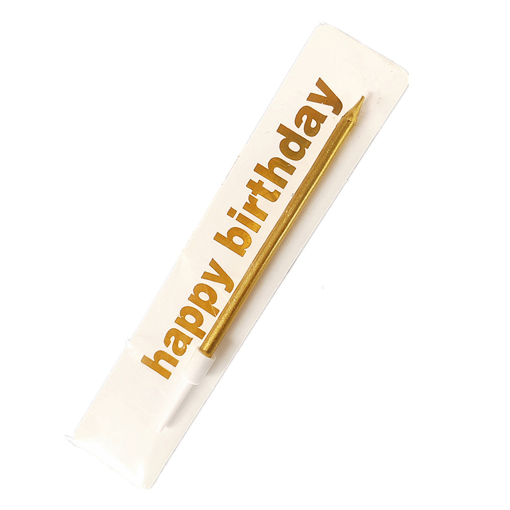 Wholesale Smokeless Gold-plated Pencil Candle Design Custom Long Thin Pole Electroplated Party Cake Birthday Candles