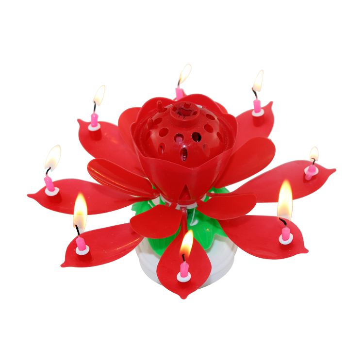 Handmade Magic Lotus Cake Birthday Wish Candle 8/14pcs Colorful Little Flower Firework Music Birthday Candle Mother's Day