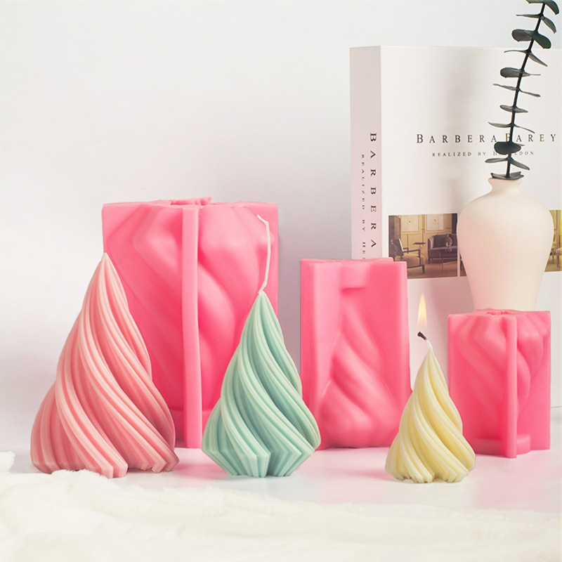 Hot Selling Taper Thread Candle Mold Luxury Spiral Large Silicone Candle Mold