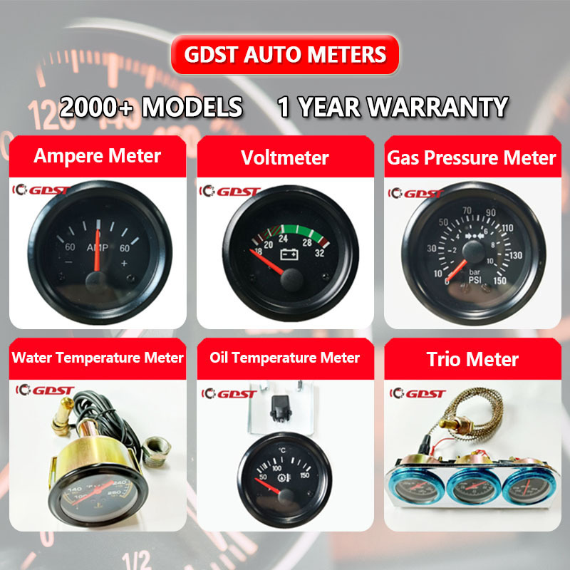 GDST 52mm Triple Kit Oil Temp Gauge Water Temp Gauge Oil Pressure Gauge or Volt Meter with Sensor 3in1 Car Meter