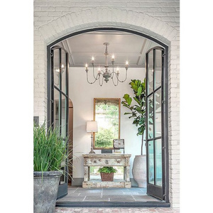 Tempered Glass Casement French Steel Arch Main Door Design Indoor Door Swing