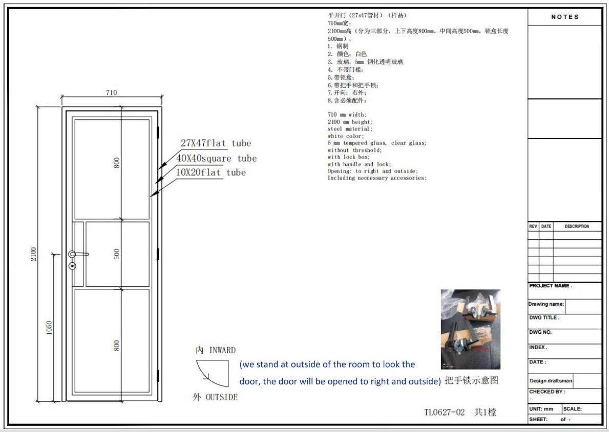 Tempering Glass Interior Swing Glass Door Restaurant Kitchen Steel Swing Shower Doors