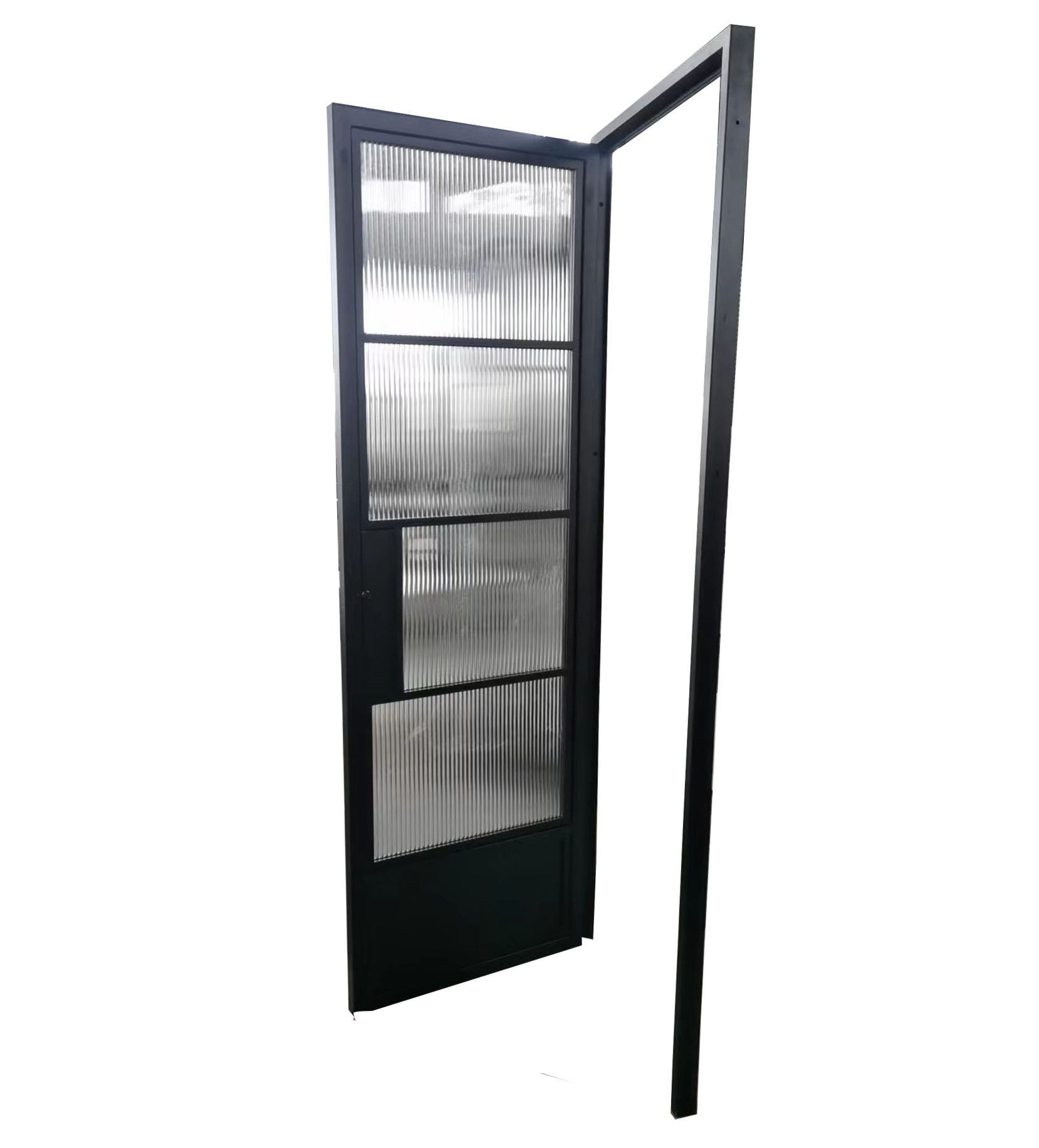 Customized Steel Frame Tempered Glass Interior Swing Door for Restaurant