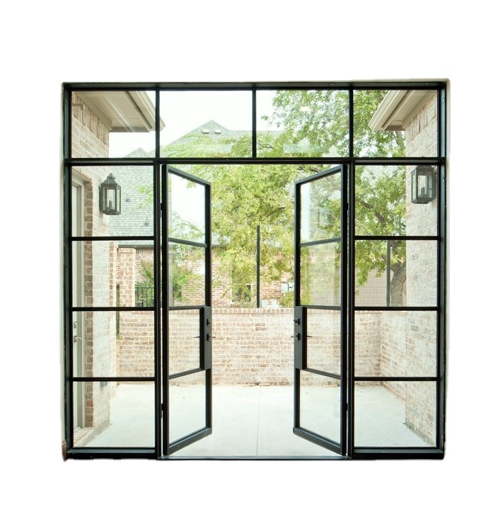 24 Inches Exterior Door Tempered Glass Door Iron French Doors