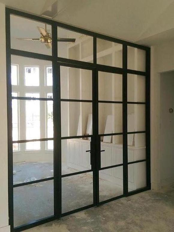 With Panic Bar Metal Glass French Doors For Swing Exterior Door With Fixed Panel