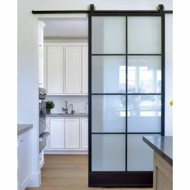 Soundproof Hot-Selling Steel Framed Frosted Glass Sliding Door Barn Door for Office