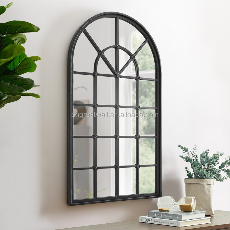 Custom Arched Glass Double Door Black Frame Tempered Glass Interior French Doors