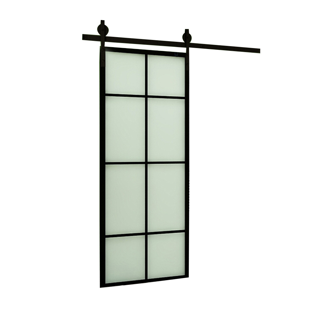 Factory Direct Supply Glass Bran Door with Steel Frame Sliding Door