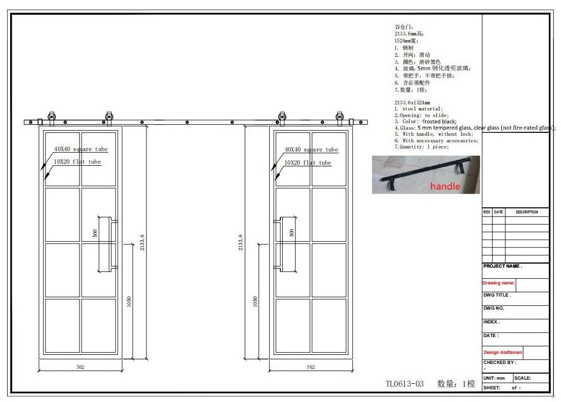 High Quality Safety Sliding Tempered Glass Barn Door with Hardware Track