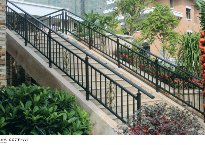 Customized Steel Stair Railing Handrails for Outdoor Steps Black Metal Stair Railing