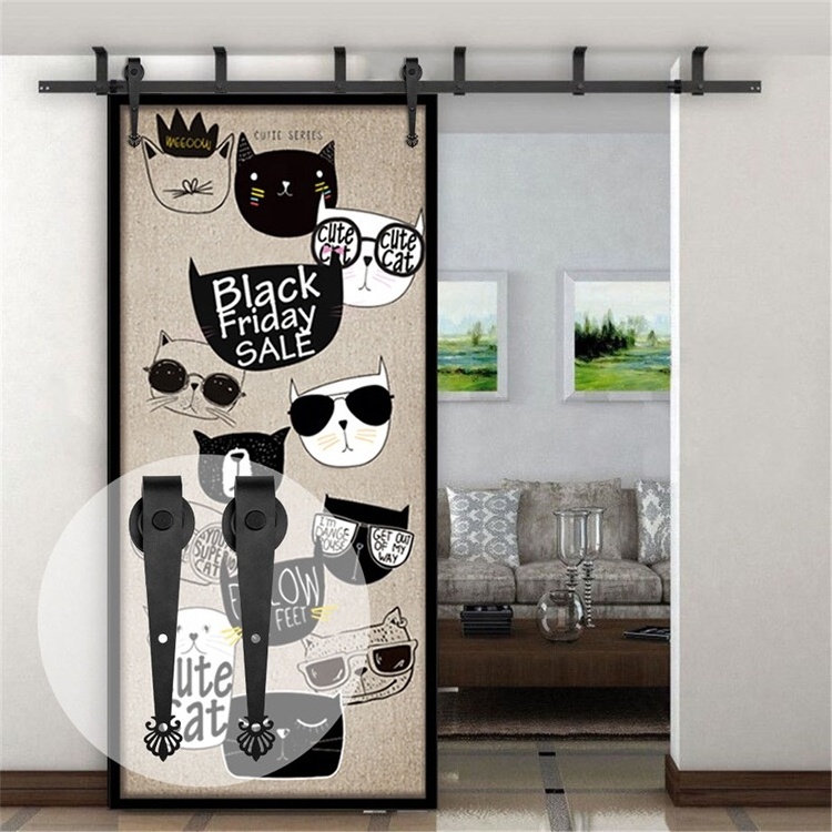 Frosted Glass Interior Door With Black Steel Frame Steel sliding barn door with hardware