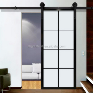 Soundproof Hot-Selling Steel Framed Frosted Glass Sliding Door Barn Door for Office