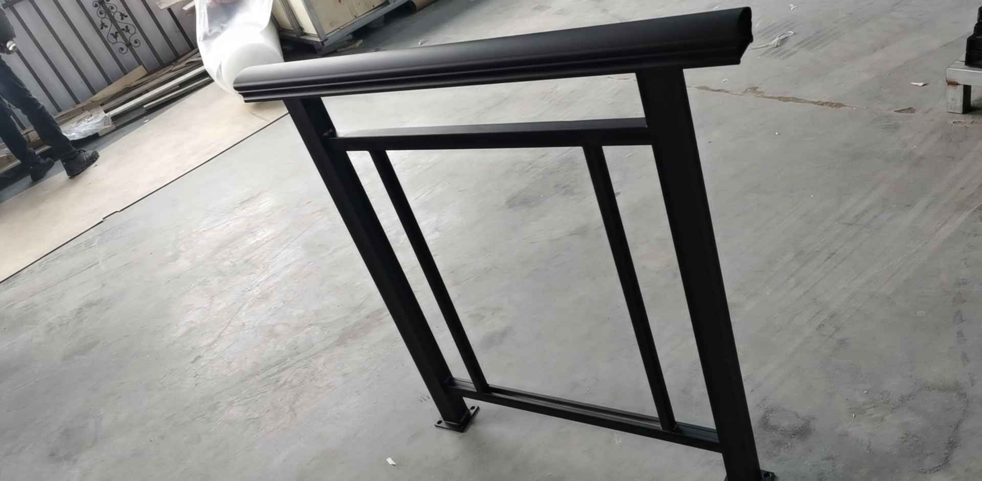 Black square pipe modern design for galvanized steel balcony railing