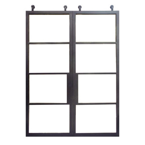 Glass Black Steel Frame Interior Barn Door Soundproof Sliding Doors