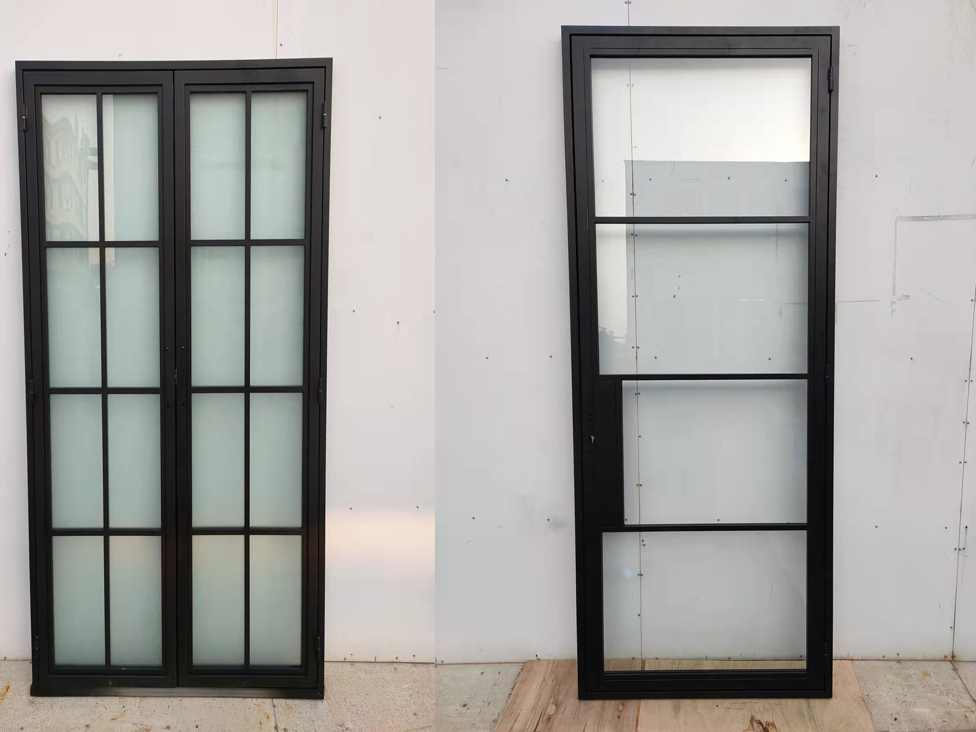 European Industrial steel glass doors metal frames windows grill iron swing door design factory price soundproof