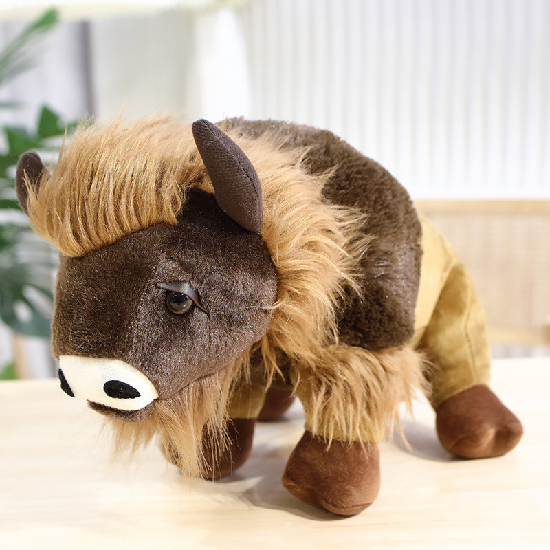 Greenmart Wholesale Wild Bison Plush Stuffed Animal Bull Buffalo Cow Cattle Yak Plush Toys Simulation Animal Decoration