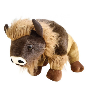 Greenmart Wholesale Wild Bison Plush Stuffed Animal Bull Buffalo Cow Cattle Yak Plush Toys Simulation Animal Decoration