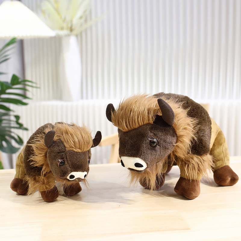 Greenmart Wholesale Wild Bison Plush Stuffed Animal Bull Buffalo Cow Cattle Yak Plush Toys Simulation Animal Decoration