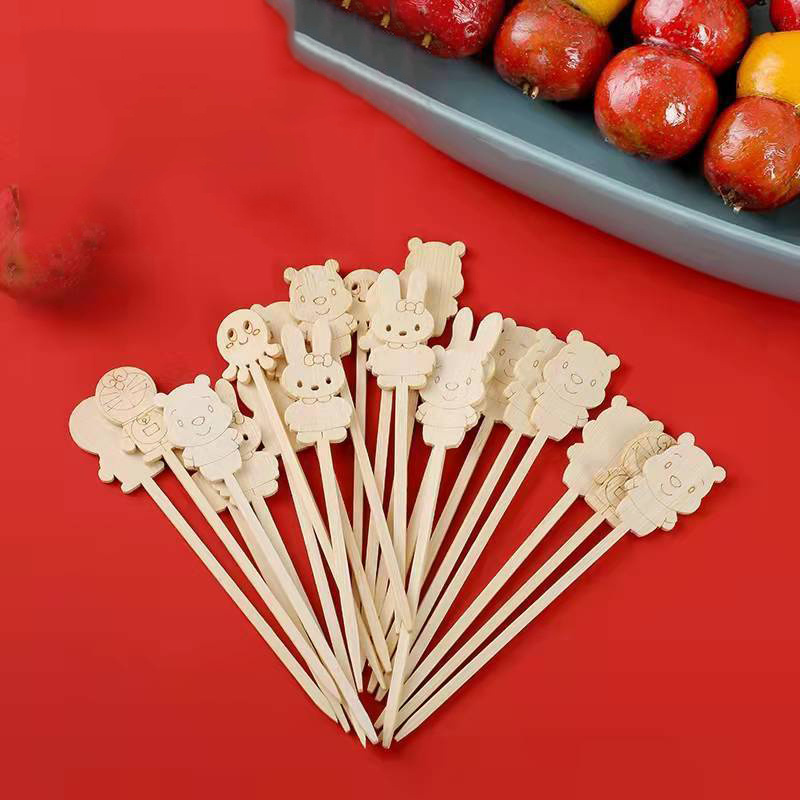 Disposable Decoration Party bbq Dessert Cocktail Food Fruit Bamboo Skewers Pick stick Fruit Bamboo Food Sticks