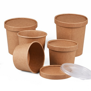 Disposable Hot Soup Paper Bowl with Lid Eco Friendly Soup Cup