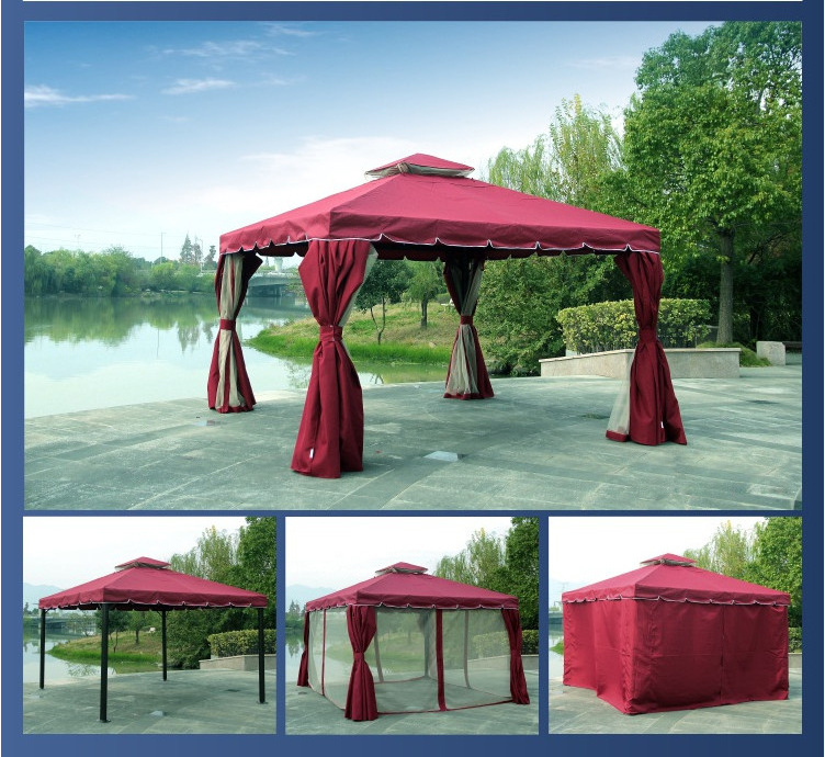 Universal UPF+50 350-Denier fabric Double Tiered Gazebo Replacement outdoor Canopy for first generation square 10' x 10' gazebos