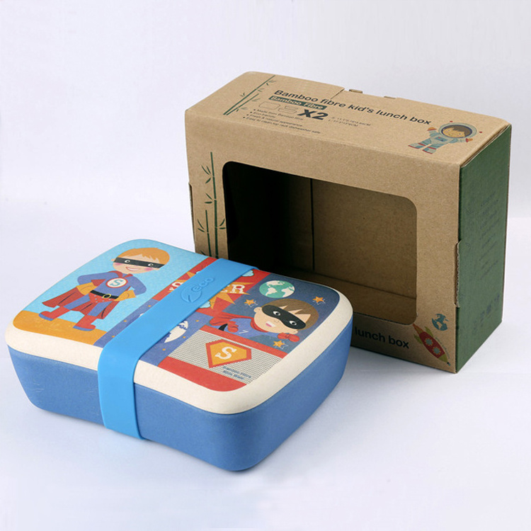 2021 greensun Biodegradable bamboo fiber kids bento lunch box with lovely pattern