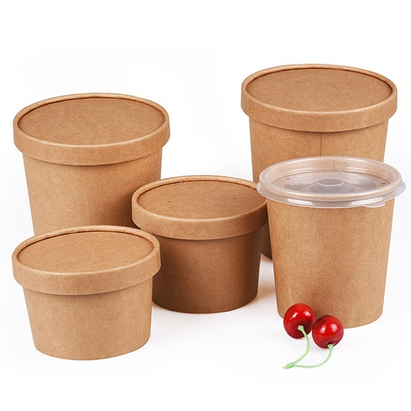 Disposable Hot Soup Paper Bowl with Lid Eco Friendly Soup Cup