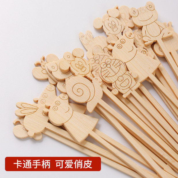 Disposable Decoration Party bbq Dessert Cocktail Food Fruit Bamboo Skewers Pick stick Fruit Bamboo Food Sticks