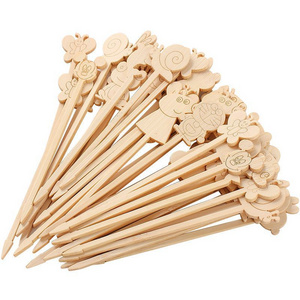 Disposable Decoration Party bbq Dessert Cocktail Food Fruit Bamboo Skewers Pick stick Fruit Bamboo Food Sticks