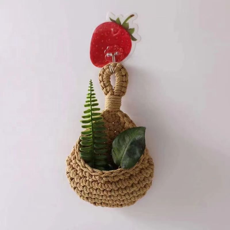 Handmade Jute Rope Plant Wall Hanging Flower Pots / Planters Teardrop Crochet Basket for Decor