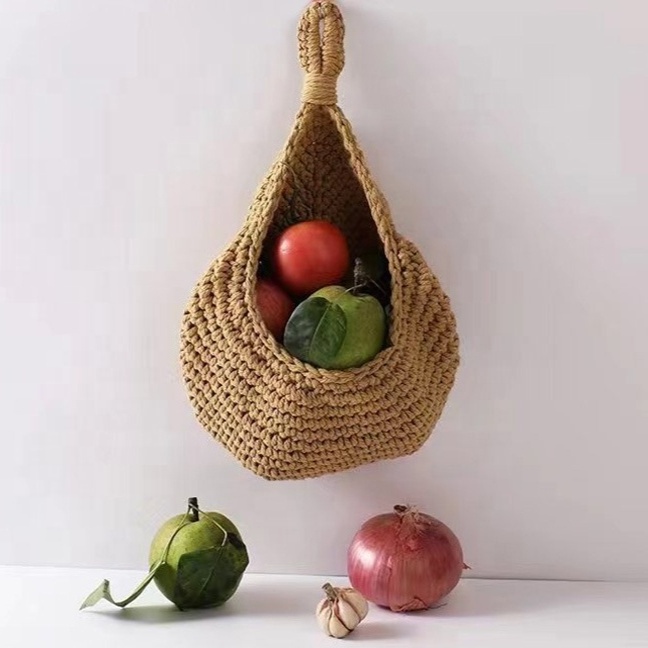 Handmade Jute Rope Plant Wall Hanging Flower Pots / Planters Teardrop Crochet Basket for Decor